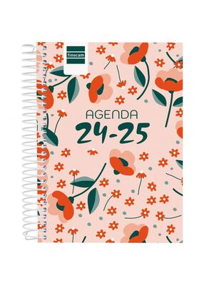 AGENDA ESCOLAR ESPIRAL CARTÓN 1/8 FINOCAM DÍA PÁGINA 24-25 FLORAL