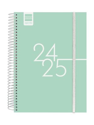 AGENDA ESCOLAR ESPIRAL CARTÓN E10 FINOCAM DÍA PÁGINA 24-25 MENTA