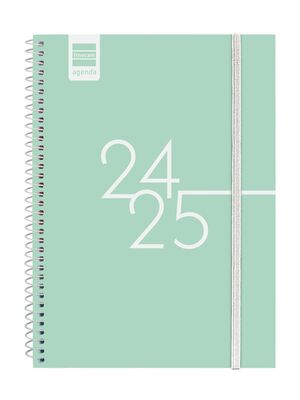 AGENDA ESCOLAR ESPIRAL CARTÓN E10 FINOCAM SEMANA VISTA 24-25 MENTA