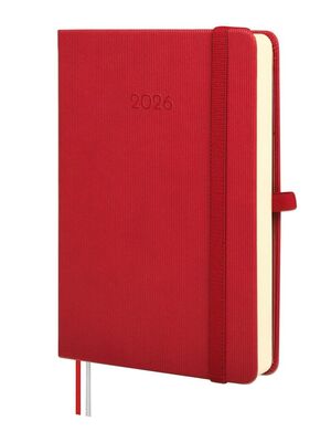 AGENDA ANUAL TEXTURA DÍA PÁGINA 2026 ROJO